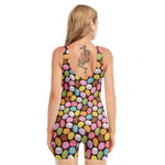 Colorful Macarons Pattern Print Sleeveless One Piece Swimsuit