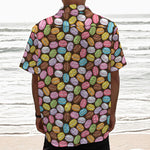 Colorful Macarons Pattern Print Textured Short Sleeve Shirt