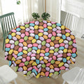 Colorful Macarons Pattern Print Waterproof Round Tablecloth