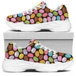 Colorful Macarons Pattern Print White Chunky Shoes