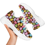 Colorful Macarons Pattern Print White Chunky Shoes