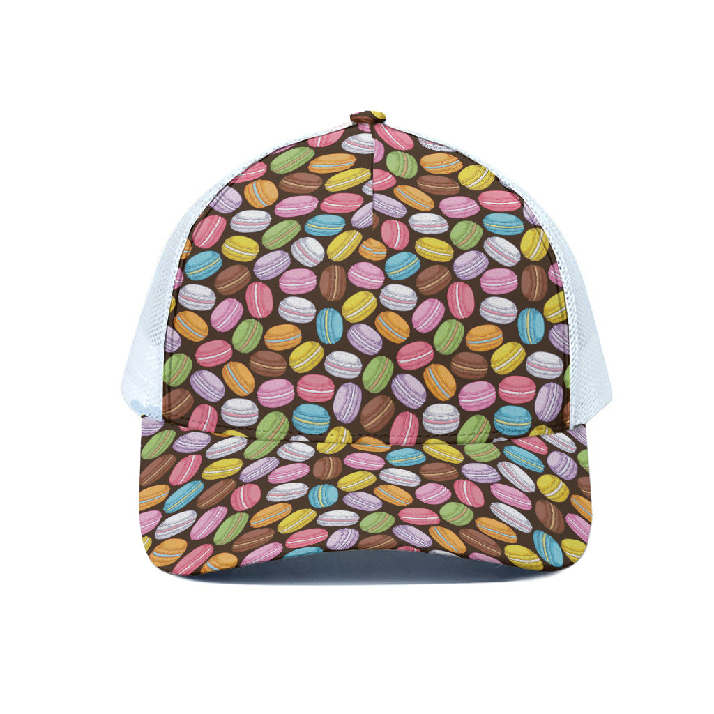 Colorful Macarons Pattern Print White Mesh Trucker Cap