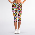 Colorful Macarons Pattern Print Women's Capri Leggings
