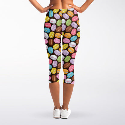 Colorful Macarons Pattern Print Women's Capri Leggings