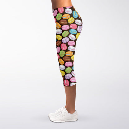 Colorful Macarons Pattern Print Women's Capri Leggings