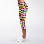 Colorful Macarons Pattern Print Women's Capri Leggings