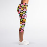 Colorful Macarons Pattern Print Women's Capri Leggings