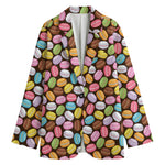 Colorful Macarons Pattern Print Women's Cotton Blazer