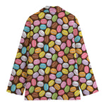 Colorful Macarons Pattern Print Women's Cotton Blazer