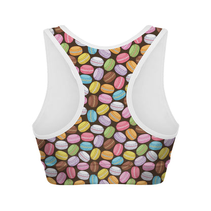 Colorful Macarons Pattern Print Women's Sports Bra