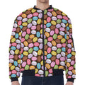 Colorful Macarons Pattern Print Zip Sleeve Bomber Jacket