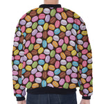 Colorful Macarons Pattern Print Zip Sleeve Bomber Jacket