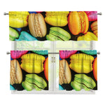 Colorful Macarons Print 3 Piece Kitchen Curtains