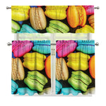 Colorful Macarons Print 3 Piece Kitchen Curtains