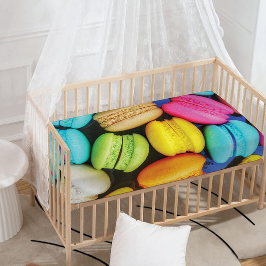 Colorful Macarons Print Baby Crib Sheet
