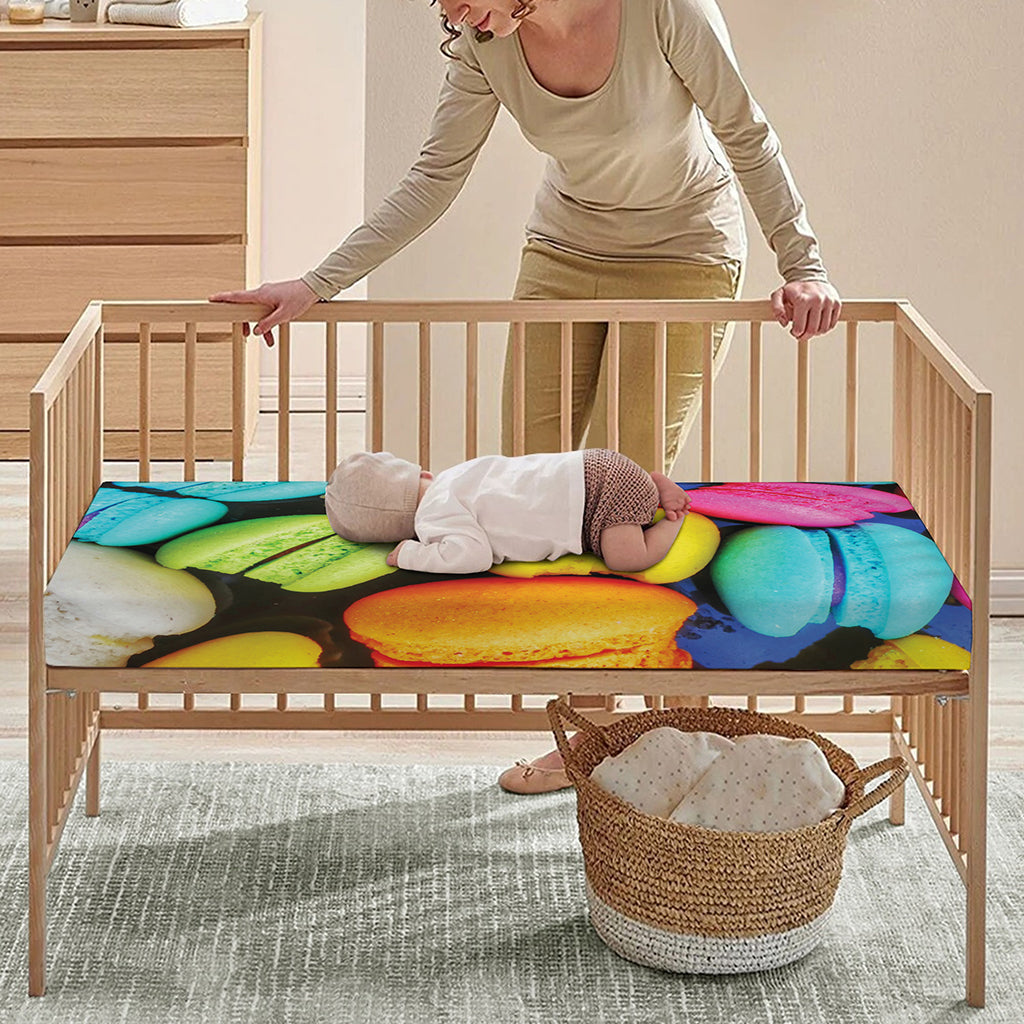 Colorful Macarons Print Baby Crib Sheet