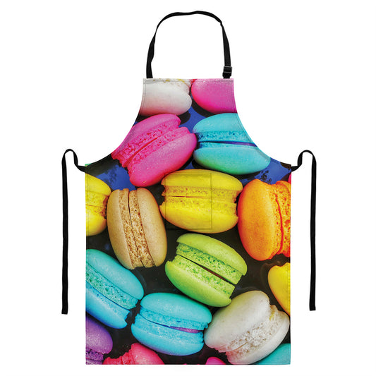 Colorful Macarons Print Bib Apron With Pocket