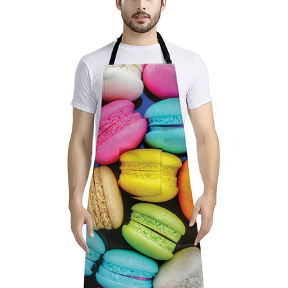 Colorful Macarons Print Bib Apron With Pocket