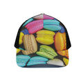 Colorful Macarons Print Black Mesh Trucker Hat