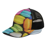 Colorful Macarons Print Black Mesh Trucker Cap