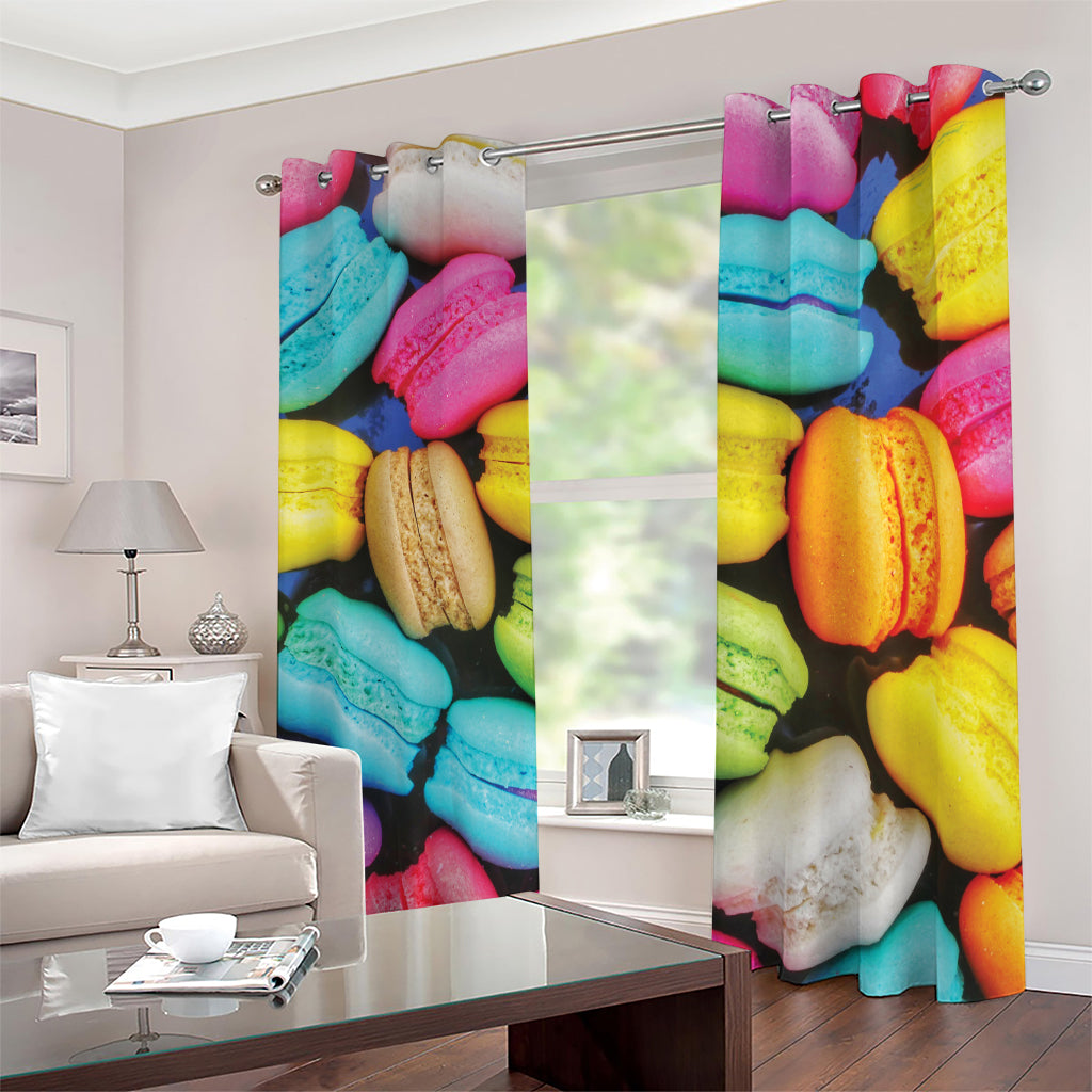 Colorful Macarons Print Blackout Grommet Curtains