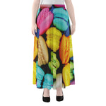 Colorful Macarons Print Chiffon Maxi Skirt