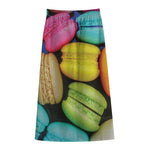Colorful Macarons Print Cotton Front Slit Maxi Skirt
