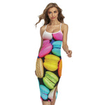 Colorful Macarons Print Cross Back Cami Dress