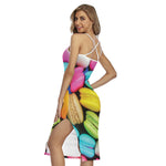 Colorful Macarons Print Cross Back Cami Dress