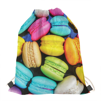 Colorful Macarons Print Drawstring Bag