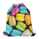 Colorful Macarons Print Drawstring Bag