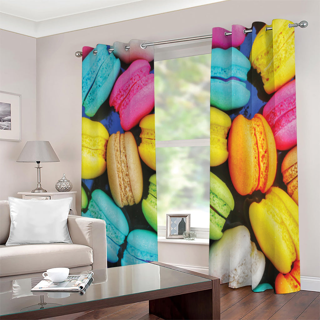 Colorful Macarons Print Extra Wide Grommet Curtains