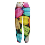 Colorful Macarons Print Fleece Lined Knit Pants