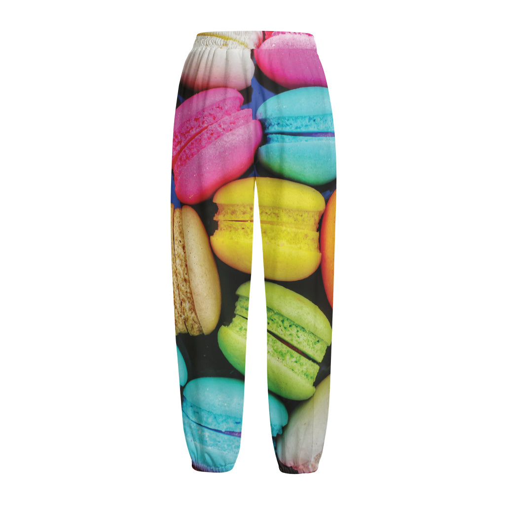 Colorful Macarons Print Fleece Lined Knit Pants