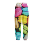Colorful Macarons Print Fleece Lined Knit Pants