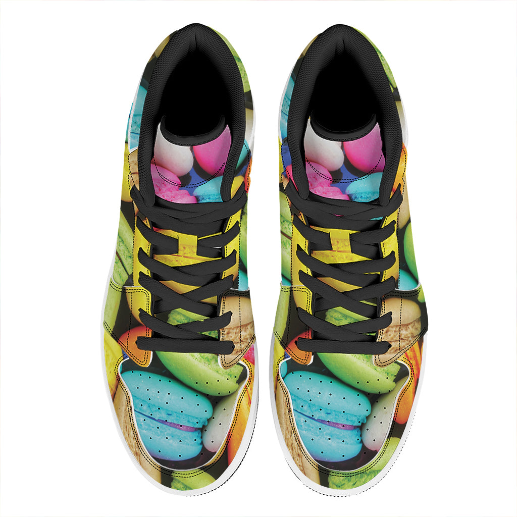 Colorful Macarons Print High Top Leather Sneakers