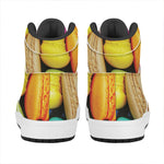 Colorful Macarons Print High Top Leather Sneakers