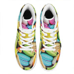 Colorful Macarons Print High Top Leather Sneakers