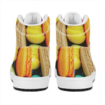 Colorful Macarons Print High Top Leather Sneakers