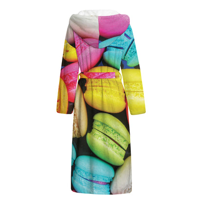 Colorful Macarons Print Hooded Bathrobe