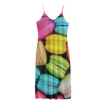 Colorful Macarons Print Jersey Midi Cami Dress