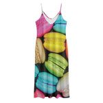 Colorful Macarons Print Jersey Midi Cami Dress