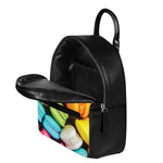Colorful Macarons Print Leather Backpack