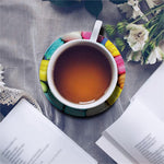 Colorful Macarons Print Leather Coaster Set