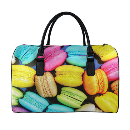 Colorful Macarons Print Leather Duffle Bag