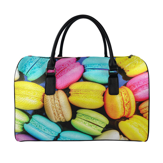Colorful Macarons Print Leather Duffle Bag