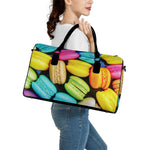 Colorful Macarons Print Leather Duffle Bag