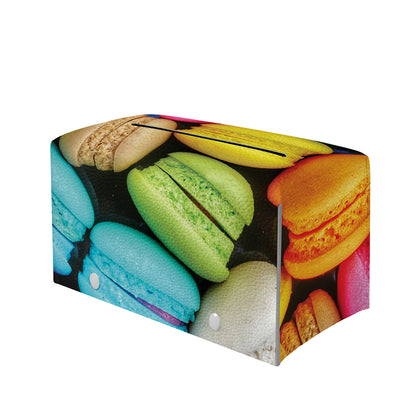 Colorful Macarons Print Leather Tissue Box Cover