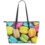 Colorful Macarons Print Leather Tote Bag