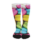 Colorful Macarons Print Long Socks